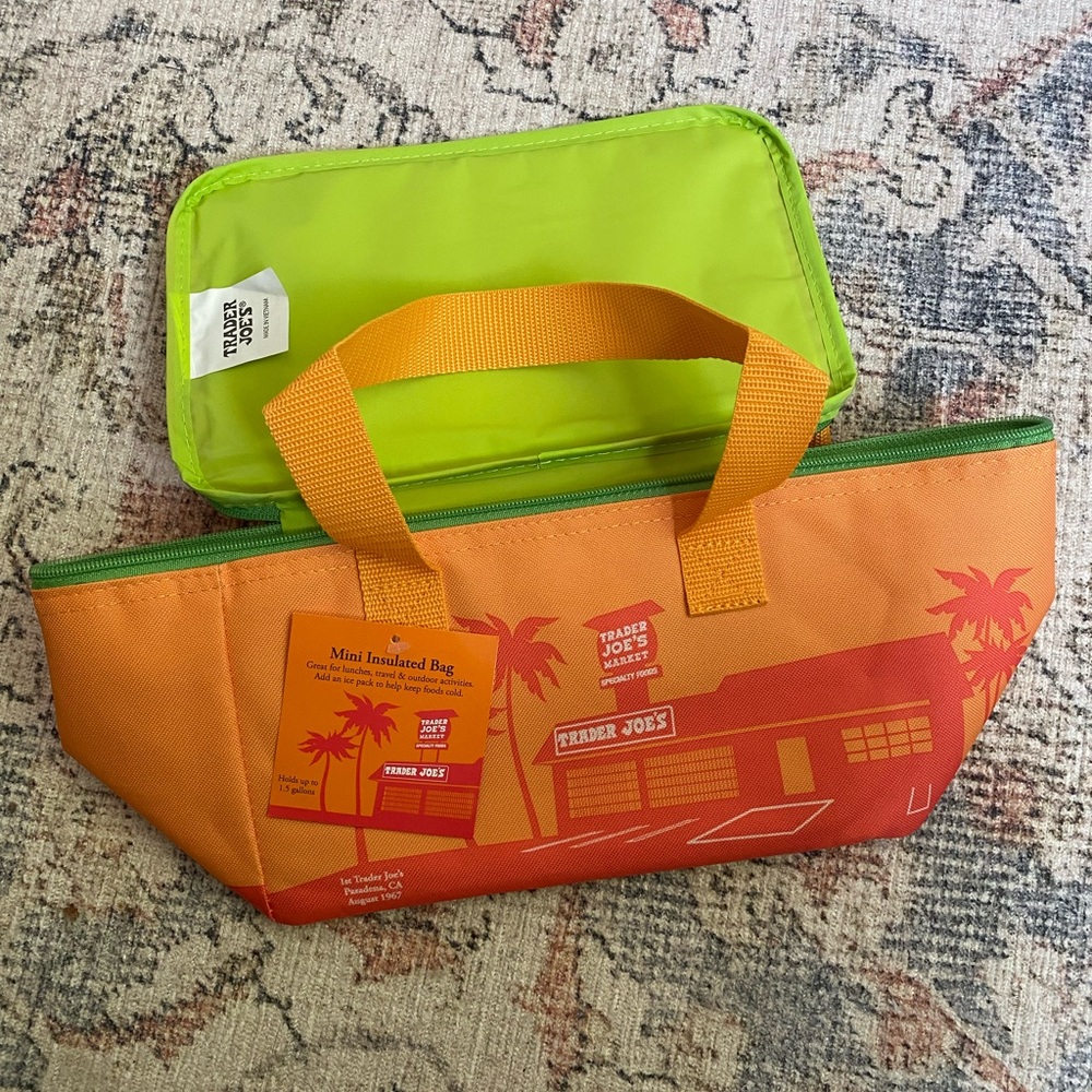 Trader Joe's Orange & Green Mini Cooler Tote